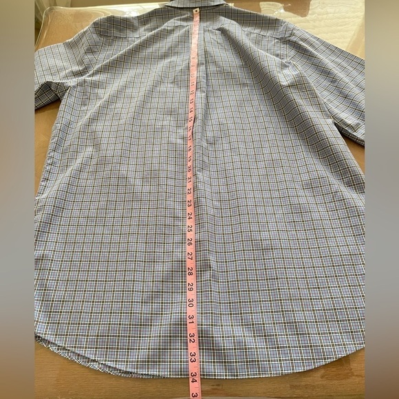 L.L. Bean Button Down Wrinkle-Free Oxford Shirt Neck 16 1/2” Plaid Large Tall - Picture 12 of 13